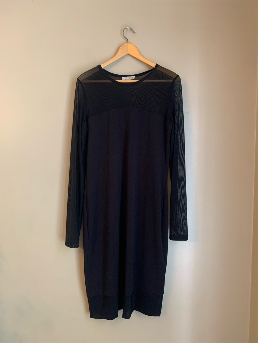 Anatomie Budah Mesh Travel Dress Black Sheer tunic Dress Large Made In Italy